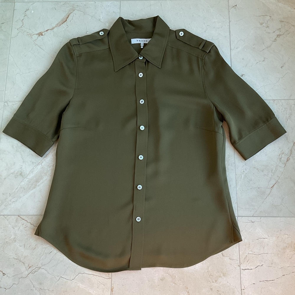 FRAME Denim women’s Epaulet Silk Shirt - Picture 4 of 7
